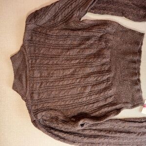 Cider Brown Cable-Knit Turtleneck Sweater